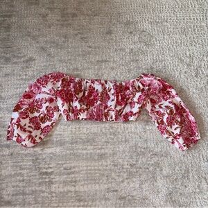 SHEIN Cropped Off The Shoulder Half Sleeve Floral Top